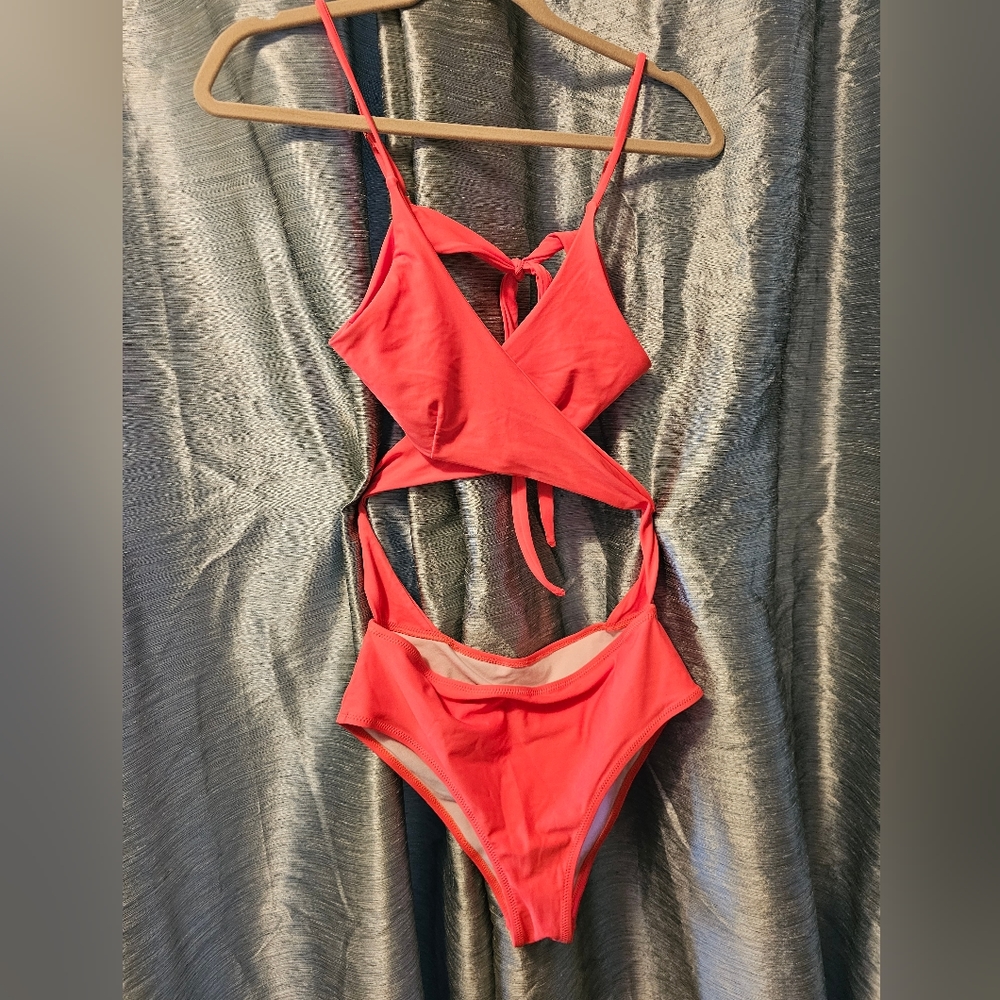 Orange strappy bathing suit